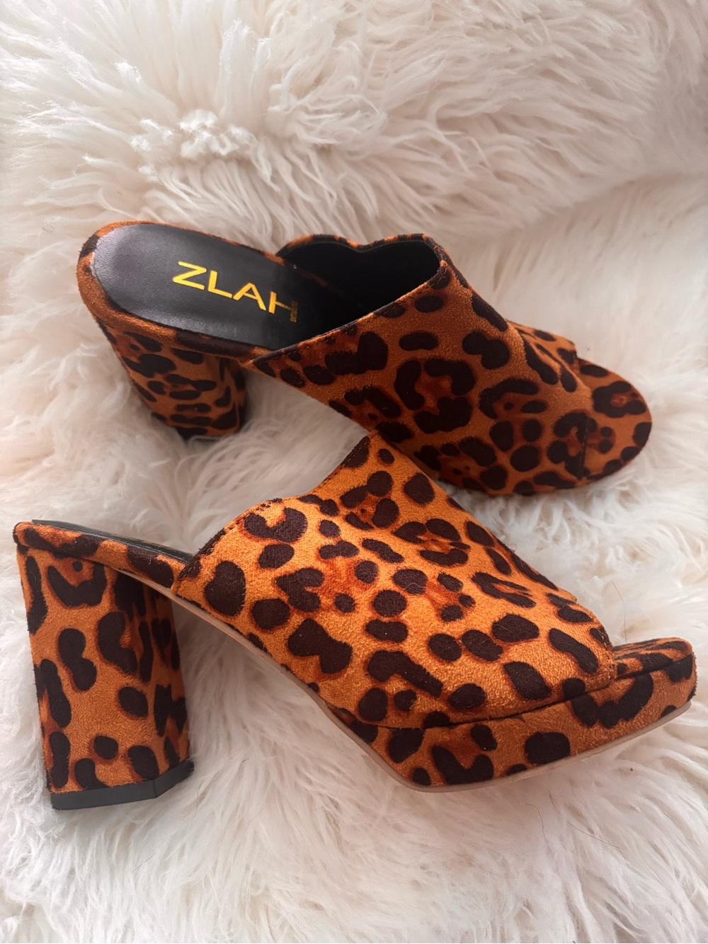 Leopard Print Block Heel Mules